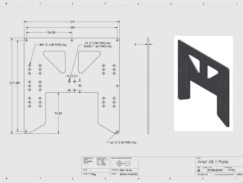 1PC Anet A8 A6 3D Printer Y-Ca - 3D Printing Industrial review and price